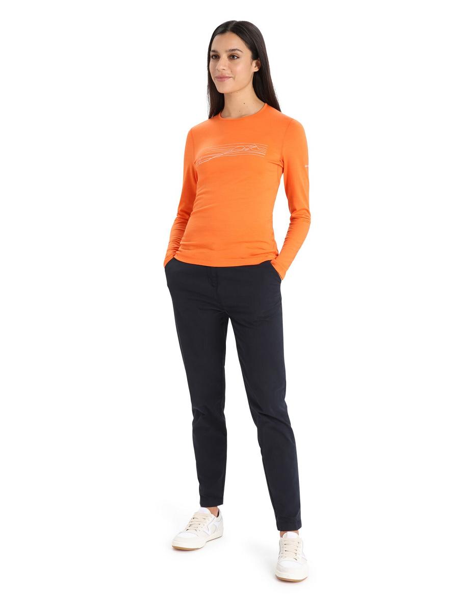 Icebreaker Merino 200 Oasis Long Sleeve Crewe Ski Stripes Naisten Base Layers Oranssi | FI 1830UZGT